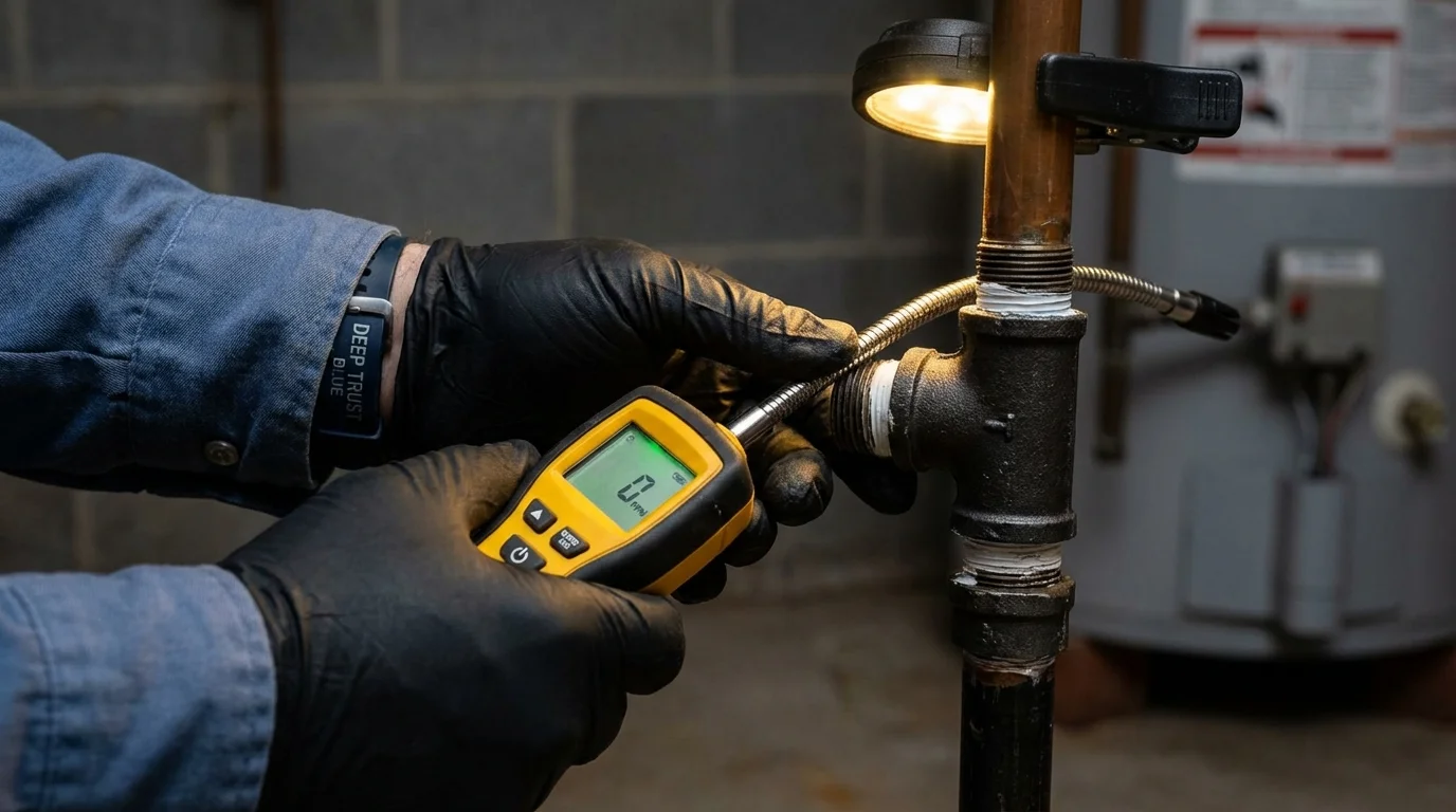 Gas leak detection with electronic sniffer by Johns Plumbing LLC in Bemidji