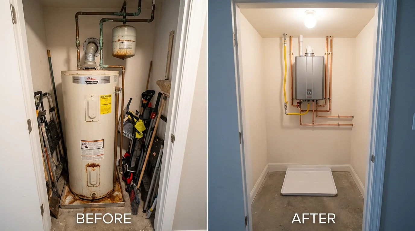 Tank water heater versus wall-mounted tankless unit comparison for Bemidji, MN homeowners